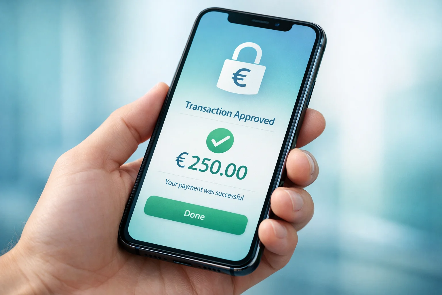 Icona di sicurezza su schermo smartphone con simbolo euro