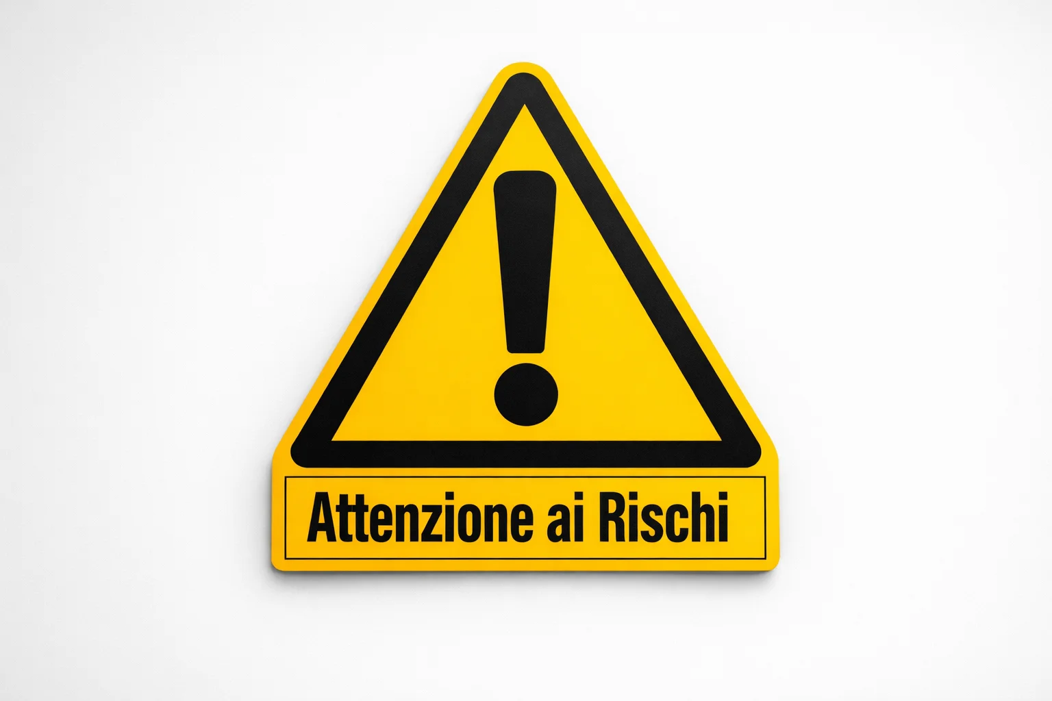 Segnale di avvertimento triangolare giallo con punto esclamativo