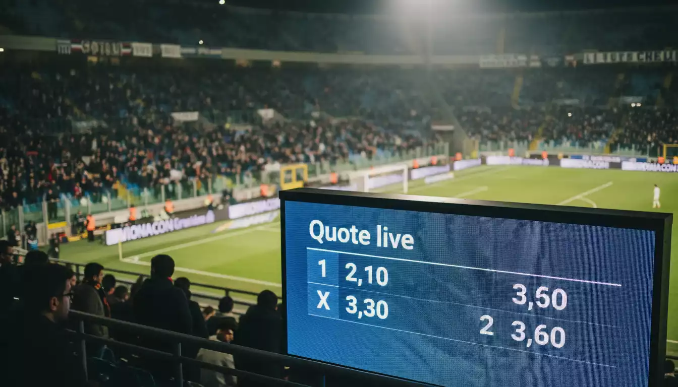 Tabellone quote di una partita di calcio di Serie A in uno stadio italiano