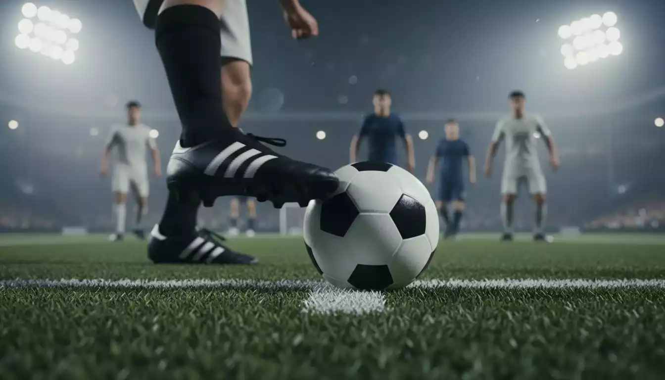 Calcio d'angolo durante una partita di calcio su campo in erba naturale