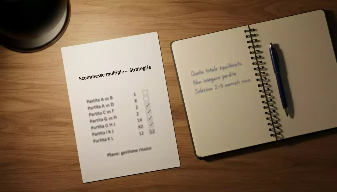 Schedina di scommesse su un tavolo accanto a un campo di calcio verde